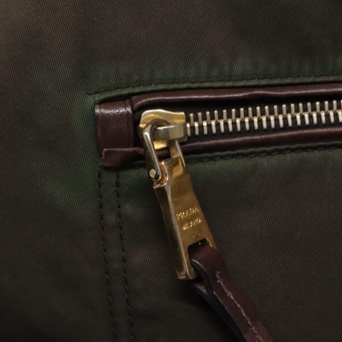 PRADA Tote Bag Nylon Khaki Gold Auth hk2406