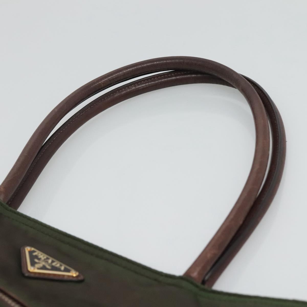 PRADA Tote Bag Nylon Khaki Gold Auth hk2406