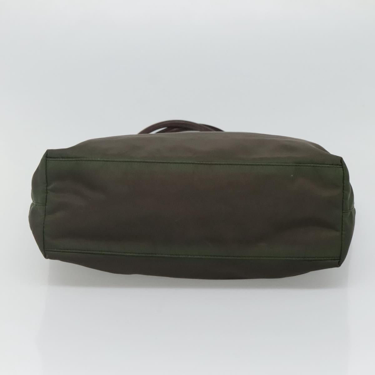 PRADA Tote Bag Nylon Khaki Gold Auth hk2406