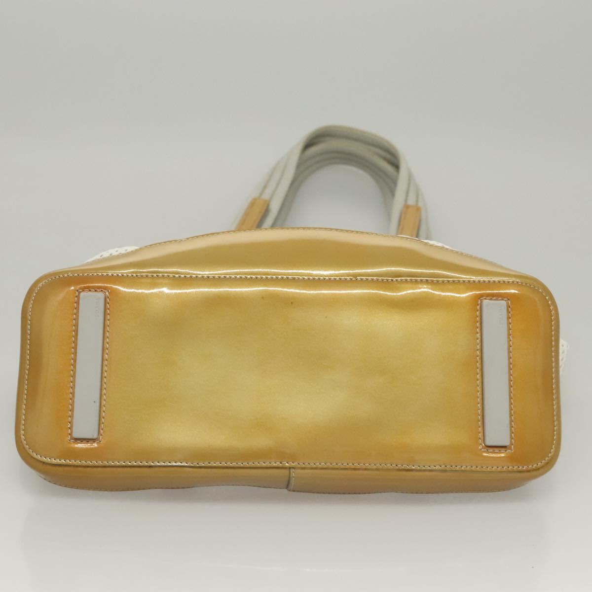 PRADA Shoulder Bag Nylon White Silver Auth hk2408