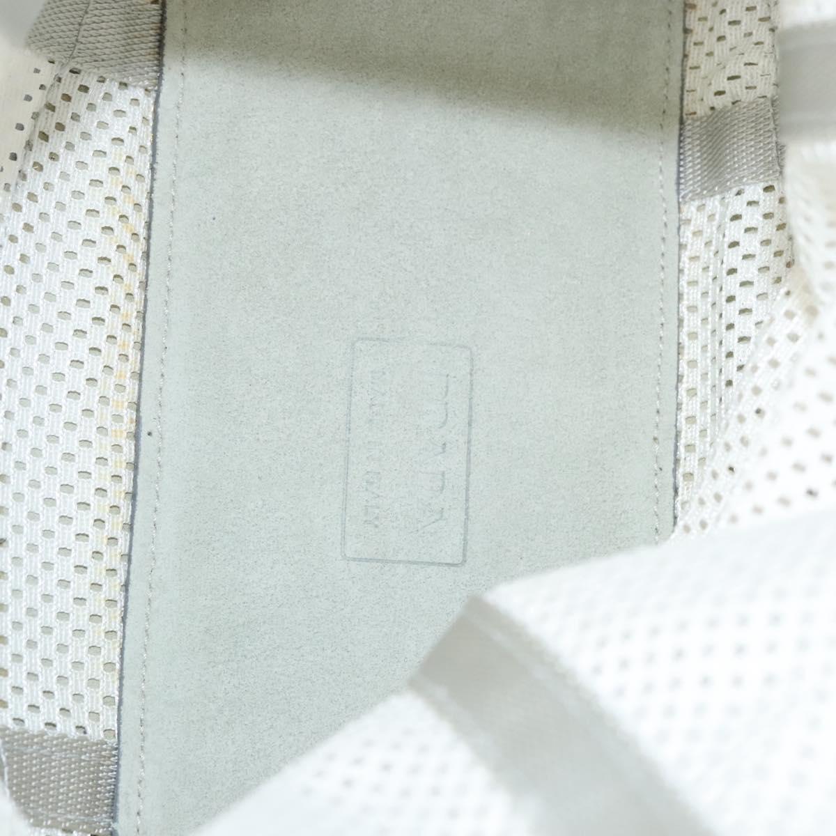 PRADA Shoulder Bag Nylon White Silver Auth hk2408