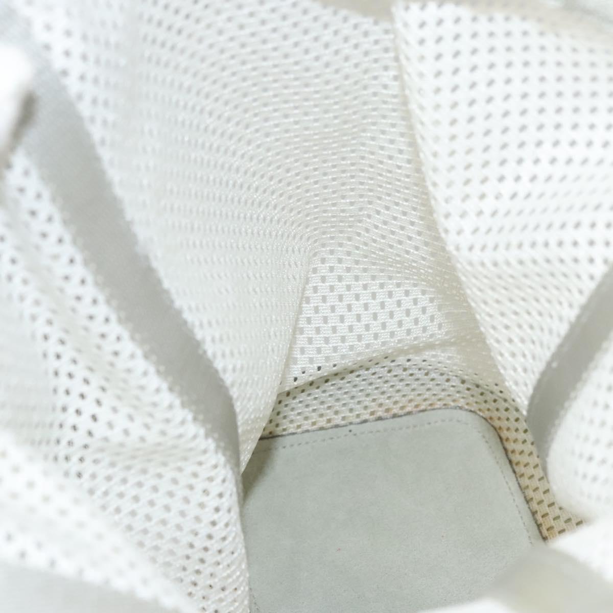 PRADA Shoulder Bag Nylon White Silver Auth hk2408