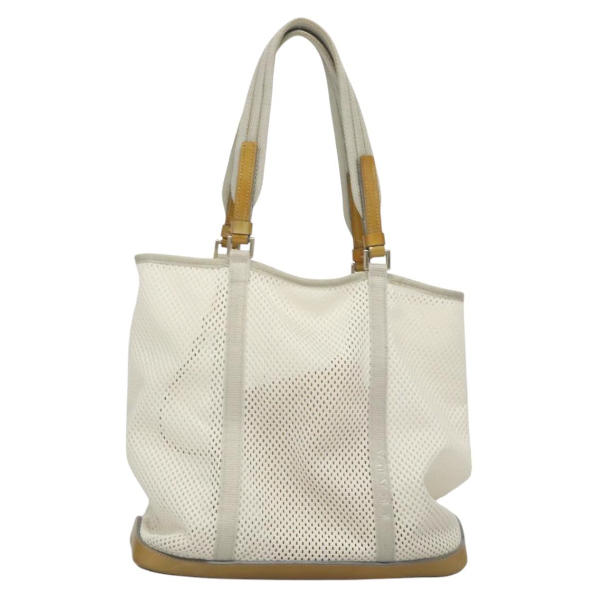 PRADA Shoulder Bag Nylon White Silver Auth hk2408