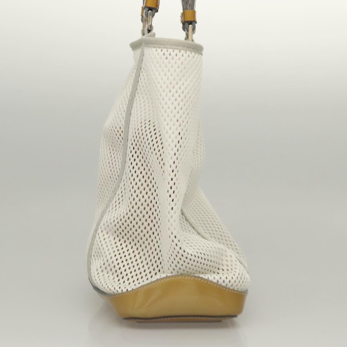 PRADA Shoulder Bag Nylon White Silver Auth hk2408