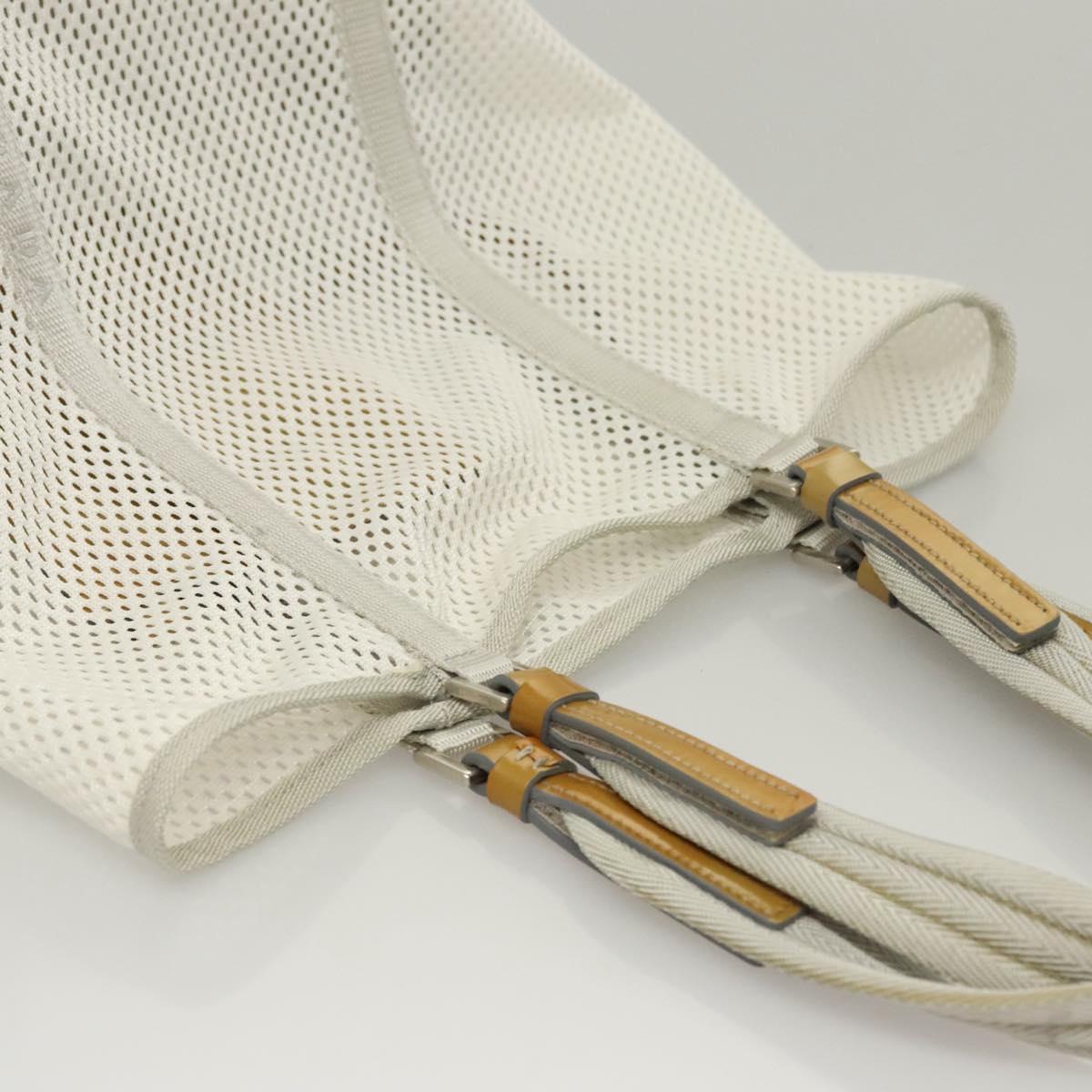 PRADA Shoulder Bag Nylon White Silver Auth hk2408