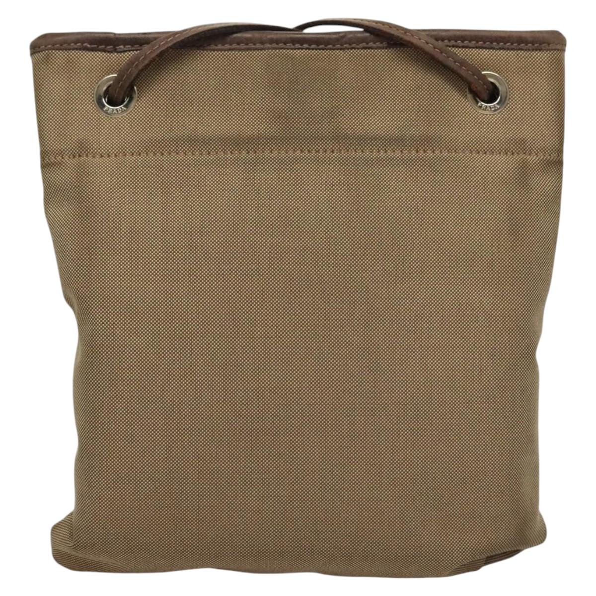 PRADA Shoulder Bag Canvas Beige Auth hk2410