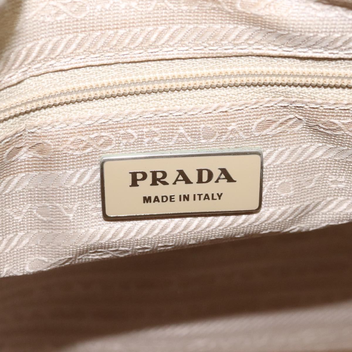 PRADA Hand Bag Nylon White Silver Auth hk2411
