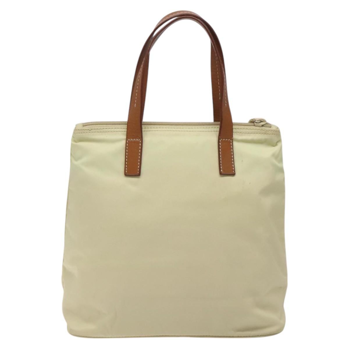 PRADA Hand Bag Nylon White Silver Auth hk2411
