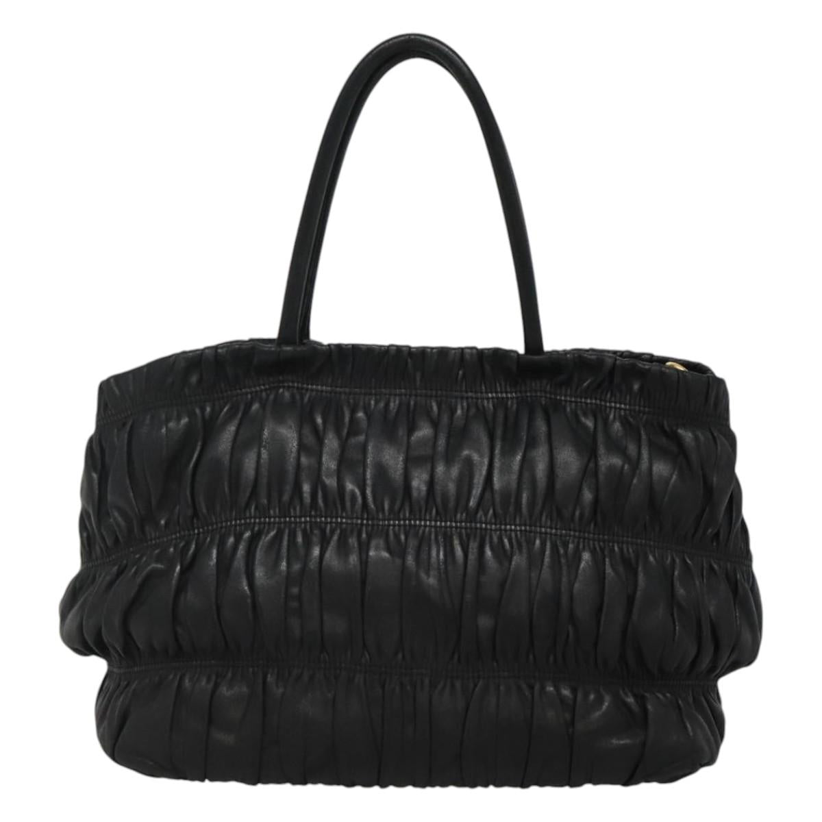 PRADA Hand Bag Leather 2way Black Auth hk2413