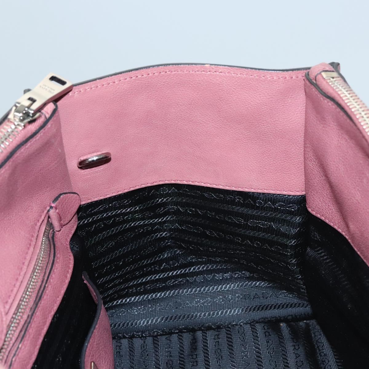 PRADA Hand Bag Leather 2way Pink Auth hk2414