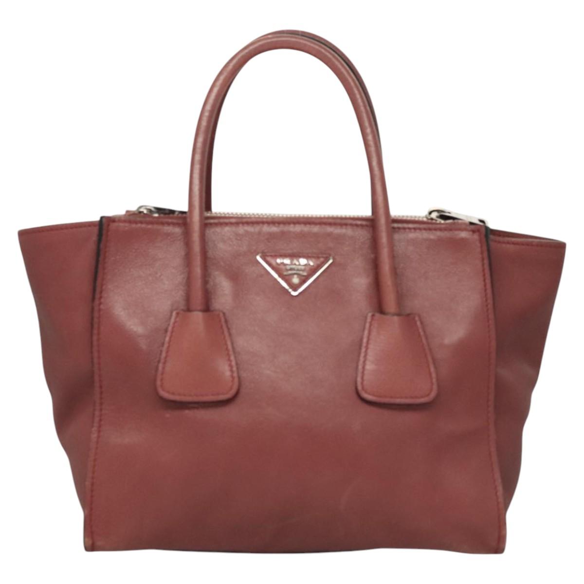 PRADA Hand Bag Leather 2way Pink Auth hk2414