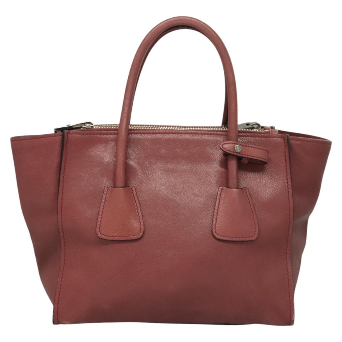 PRADA Hand Bag Leather 2way Pink Auth hk2414
