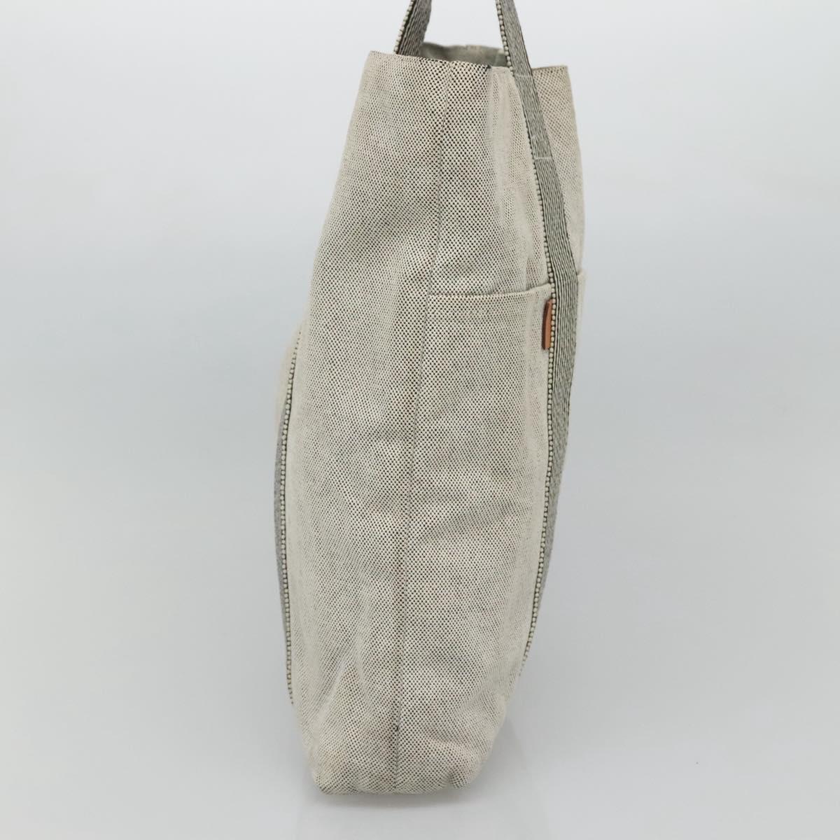 HERMES New Fourre Tout Cabas Tote Bag Canvas Gray Silver Auth hk2416