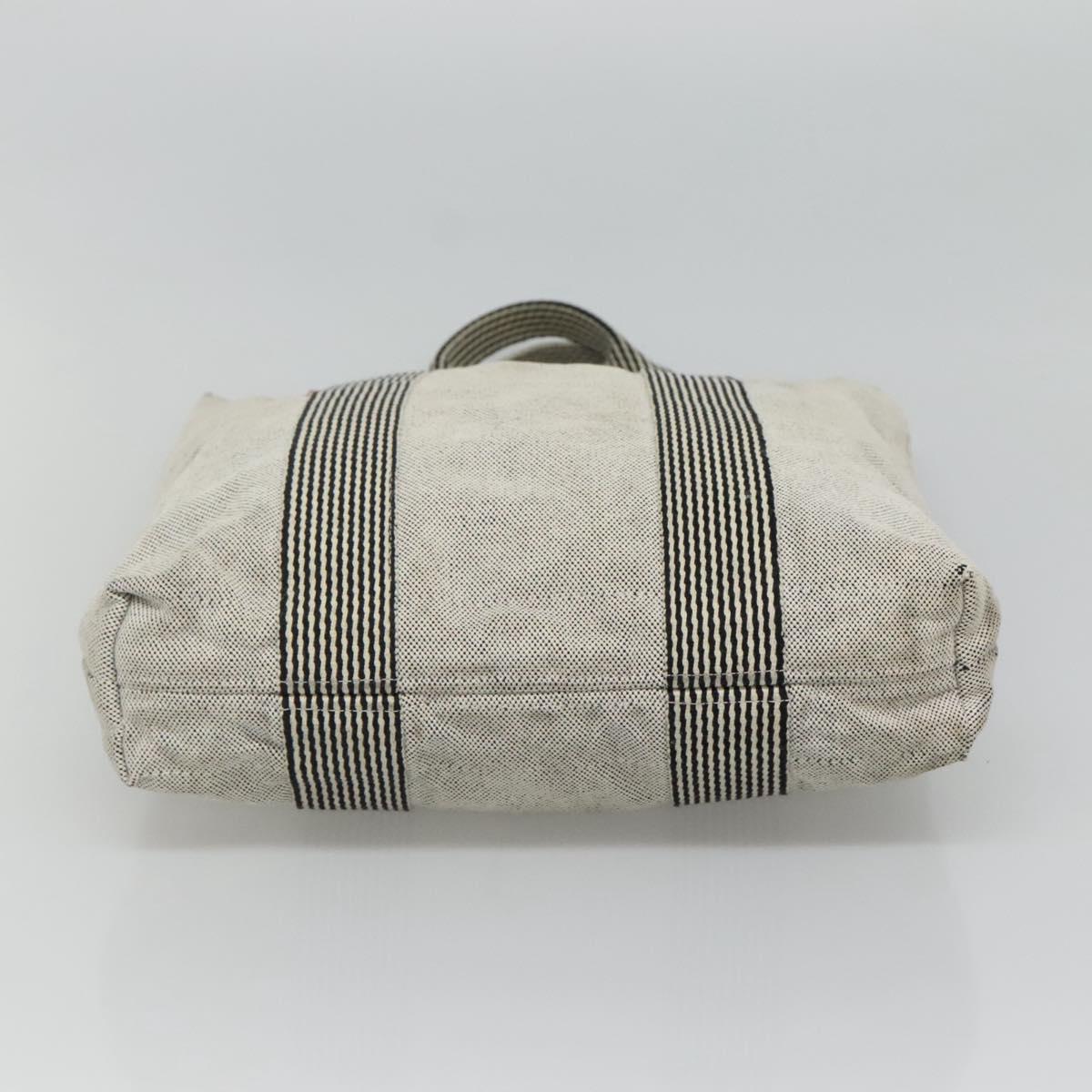 HERMES New Fourre Tout Cabas Tote Bag Canvas Gray Silver Auth hk2416