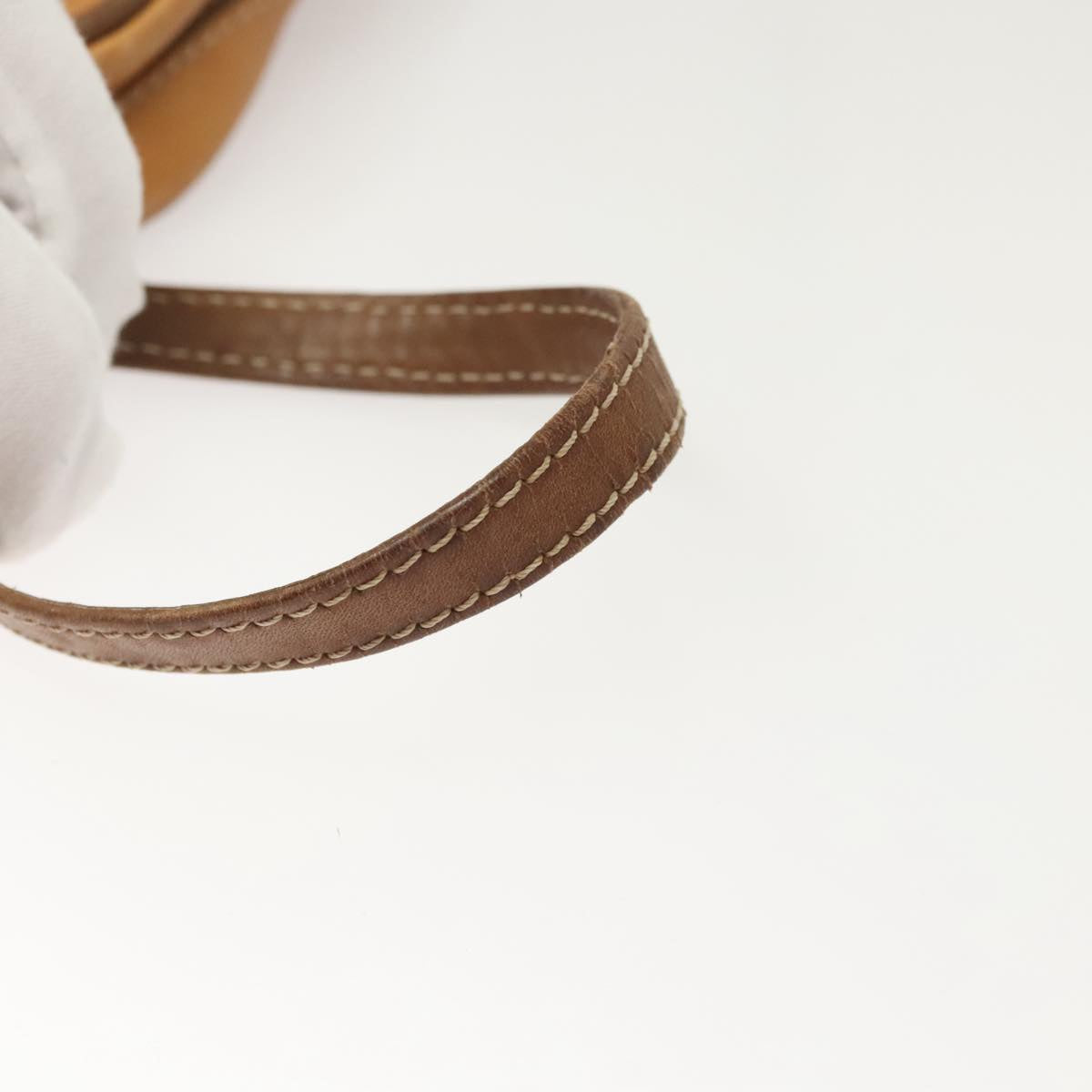 LOEWE Clutch Bag Leather Brown Gold Auth hk2425