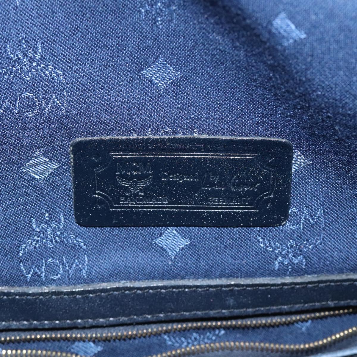 MCM Logogram Vicetos Shoulder Bag PVC Leather White Gold Auth hk2465