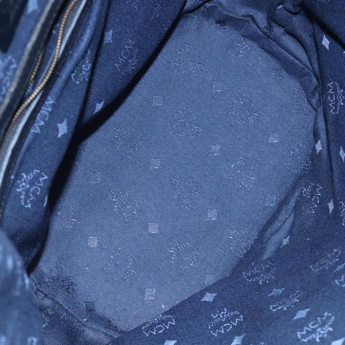 MCM Logogram Vicetos Shoulder Bag PVC Leather White Gold Auth hk2465