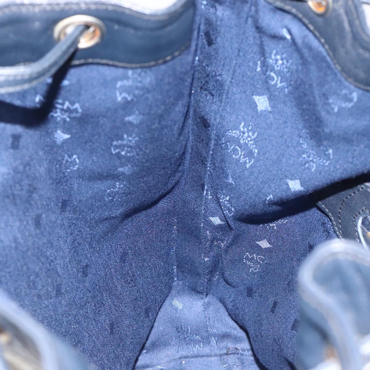 MCM Logogram Vicetos Shoulder Bag PVC Leather White Gold Auth hk2465