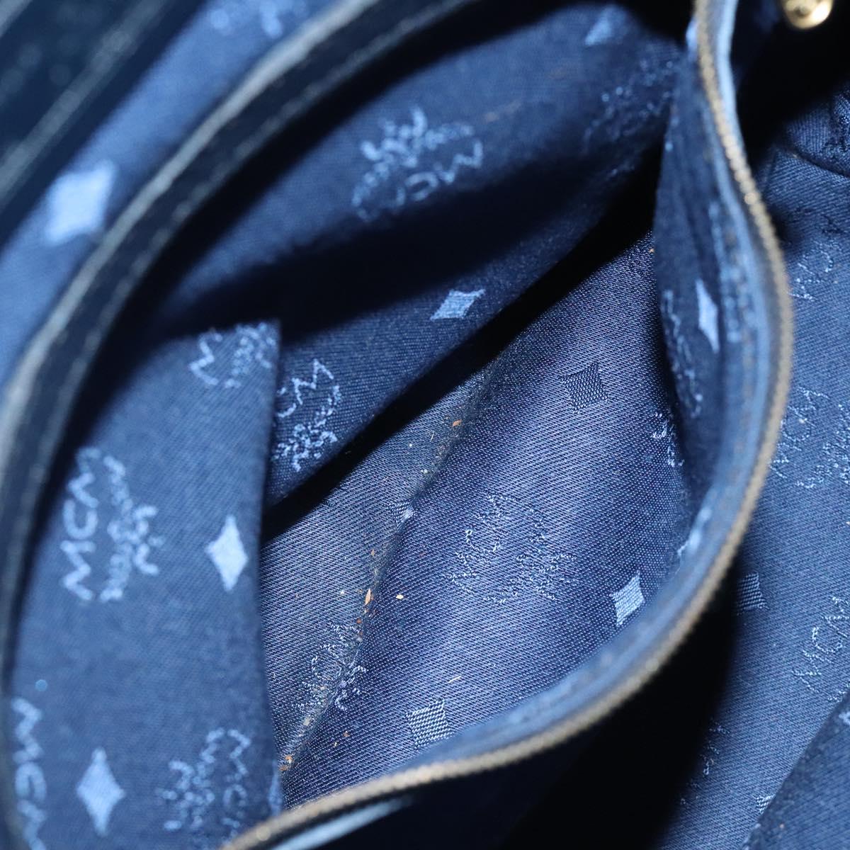 MCM Logogram Vicetos Shoulder Bag PVC Leather White Gold Auth hk2465