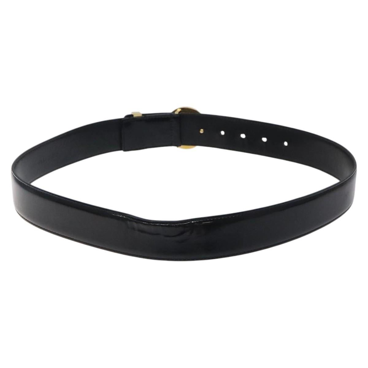 VERSACE Belt Enamel 40.9"" Black Auth hk2466
