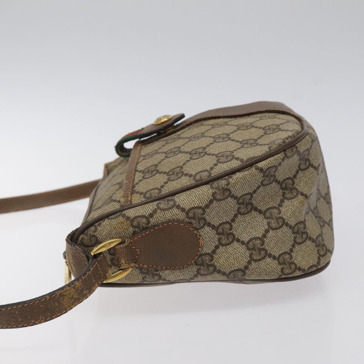 GUCCI GG Supreme Web Sherry Line Bag PVC Beige Gold 89 02 032 Auth hk2475