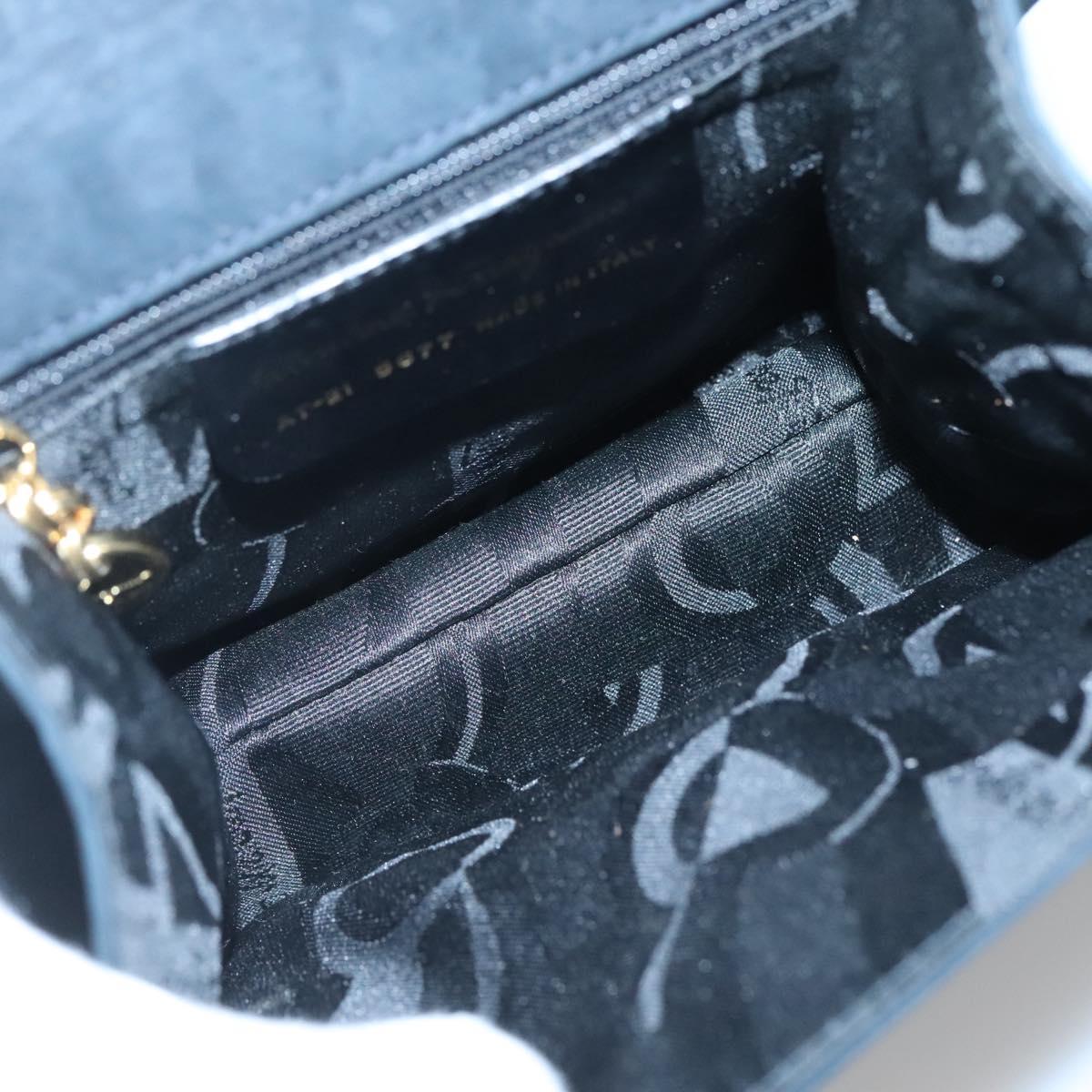 Salvatore Ferragamo Hand Bag Suede 2way Black Gold Auth hk2486