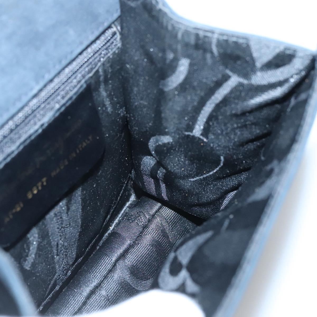 Salvatore Ferragamo Hand Bag Suede 2way Black Gold Auth hk2486