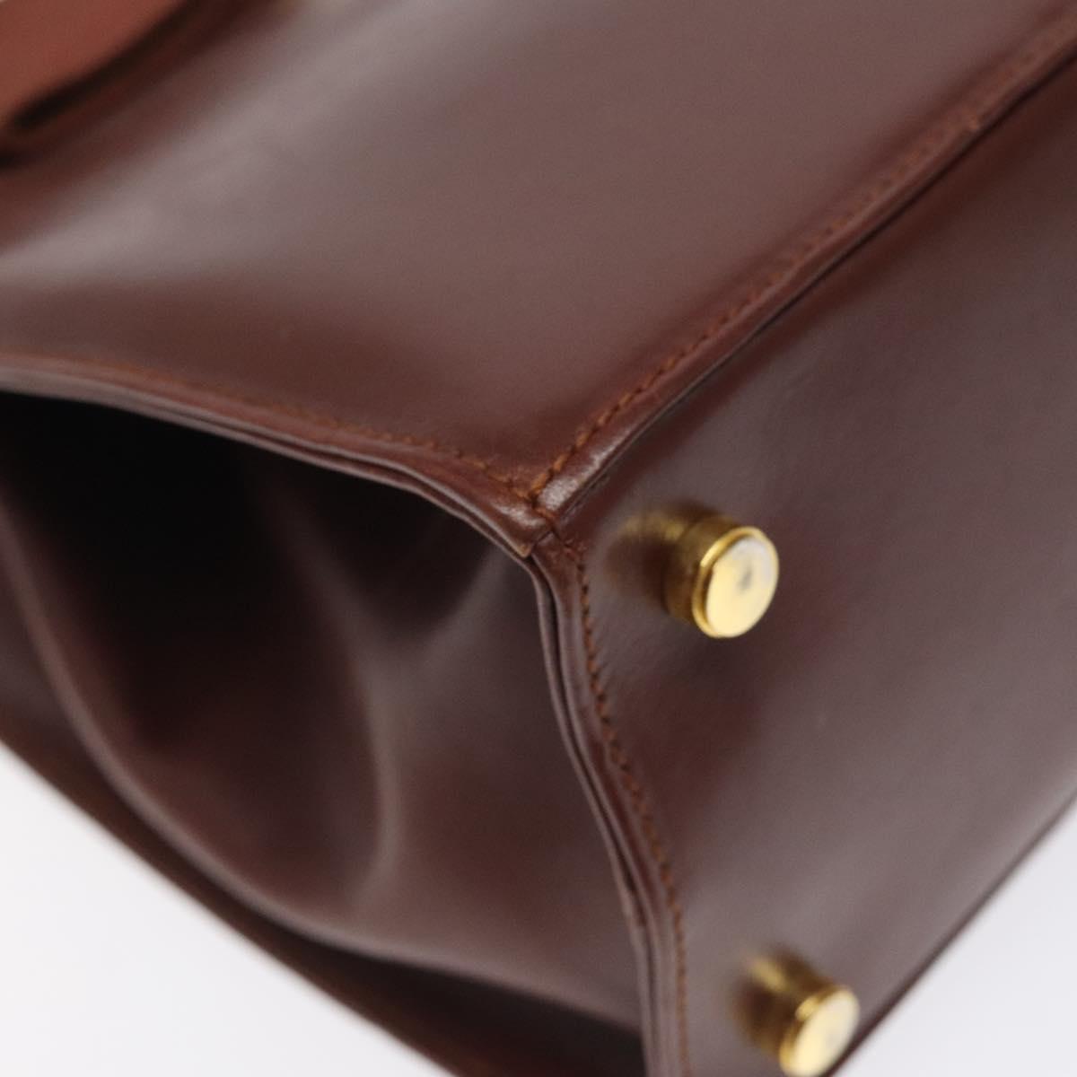 Salvatore Ferragamo Hand Bag Leather 2way Brown Gold Auth hk2487