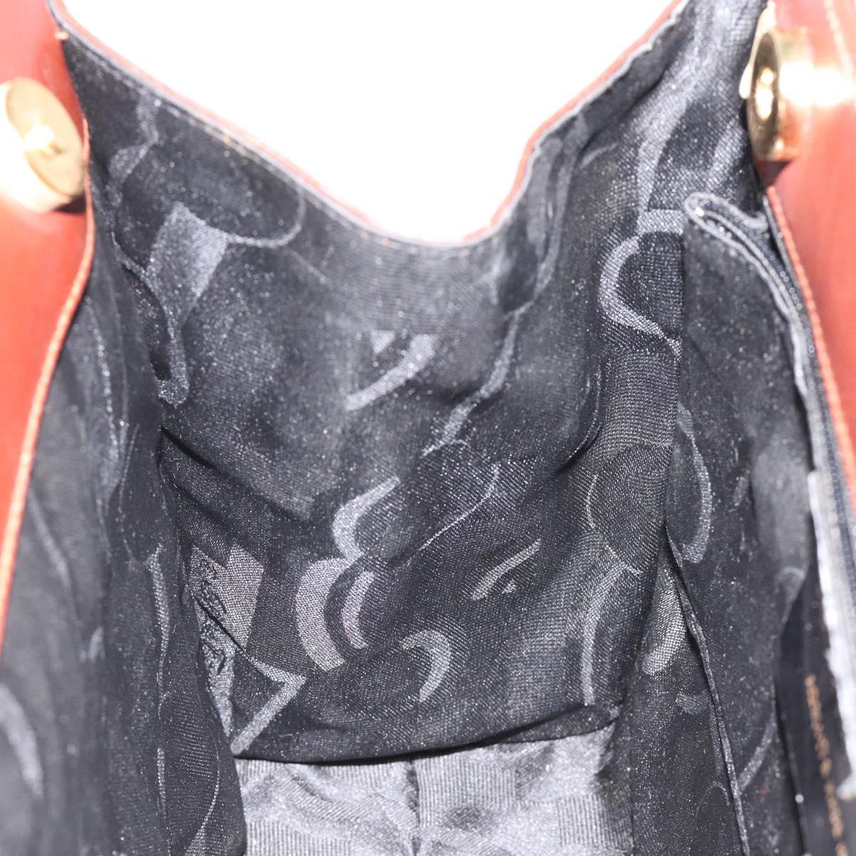 Salvatore Ferragamo Hand Bag Leather 2way Brown Gold Auth hk2487