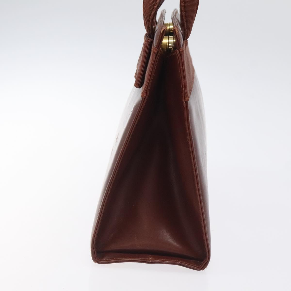 Salvatore Ferragamo Hand Bag Leather 2way Brown Gold Auth hk2487