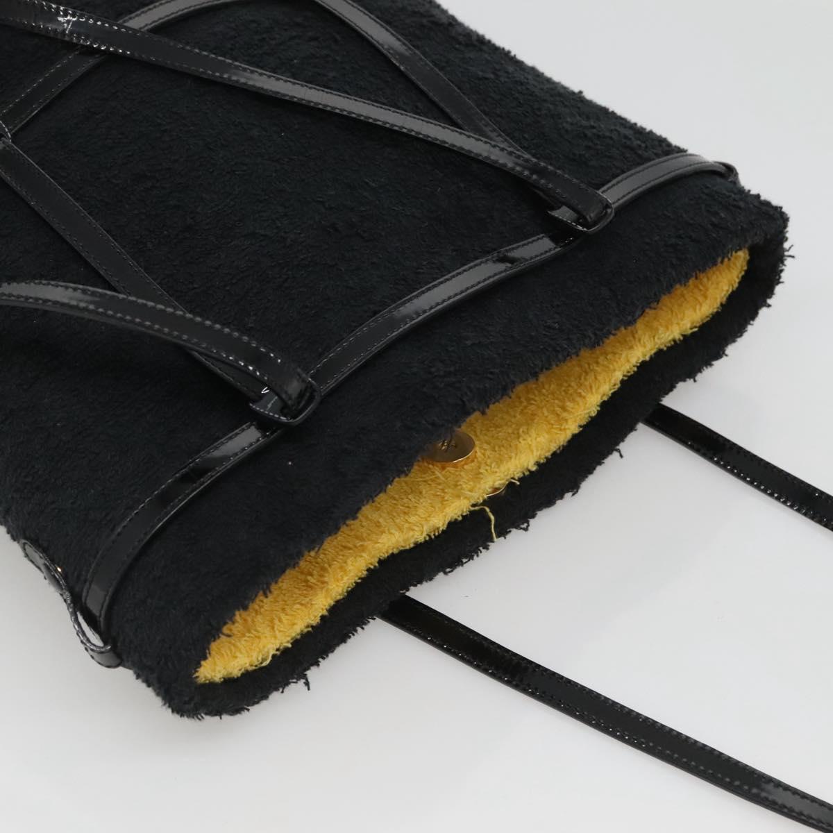 Salvatore Ferragamo Hand Bag Pile Black Gold Auth hk2489