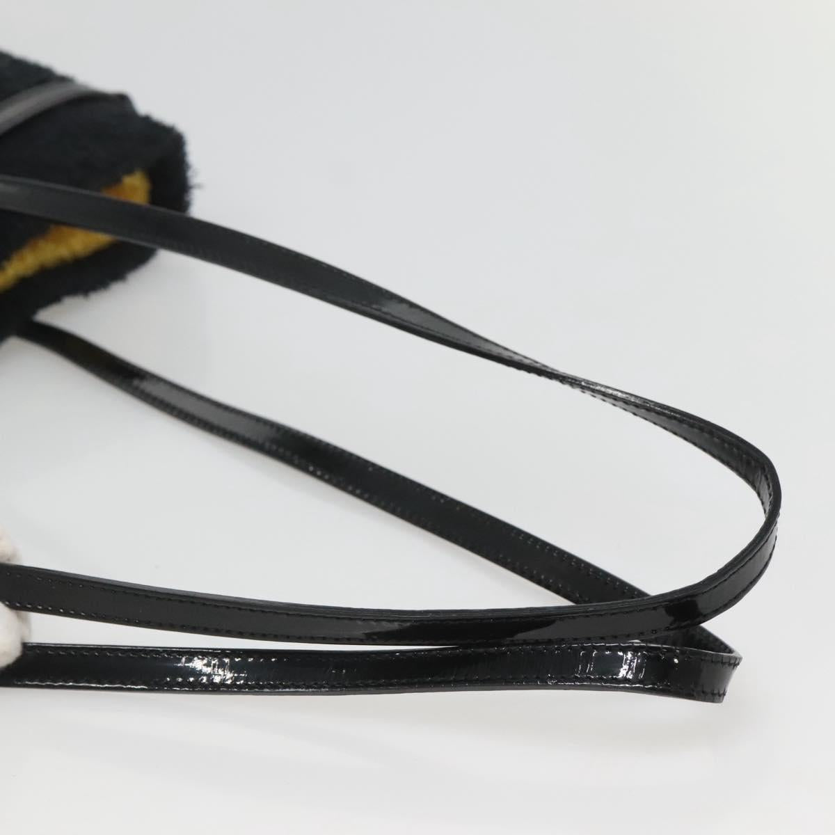 Salvatore Ferragamo Hand Bag Pile Black Gold Auth hk2489