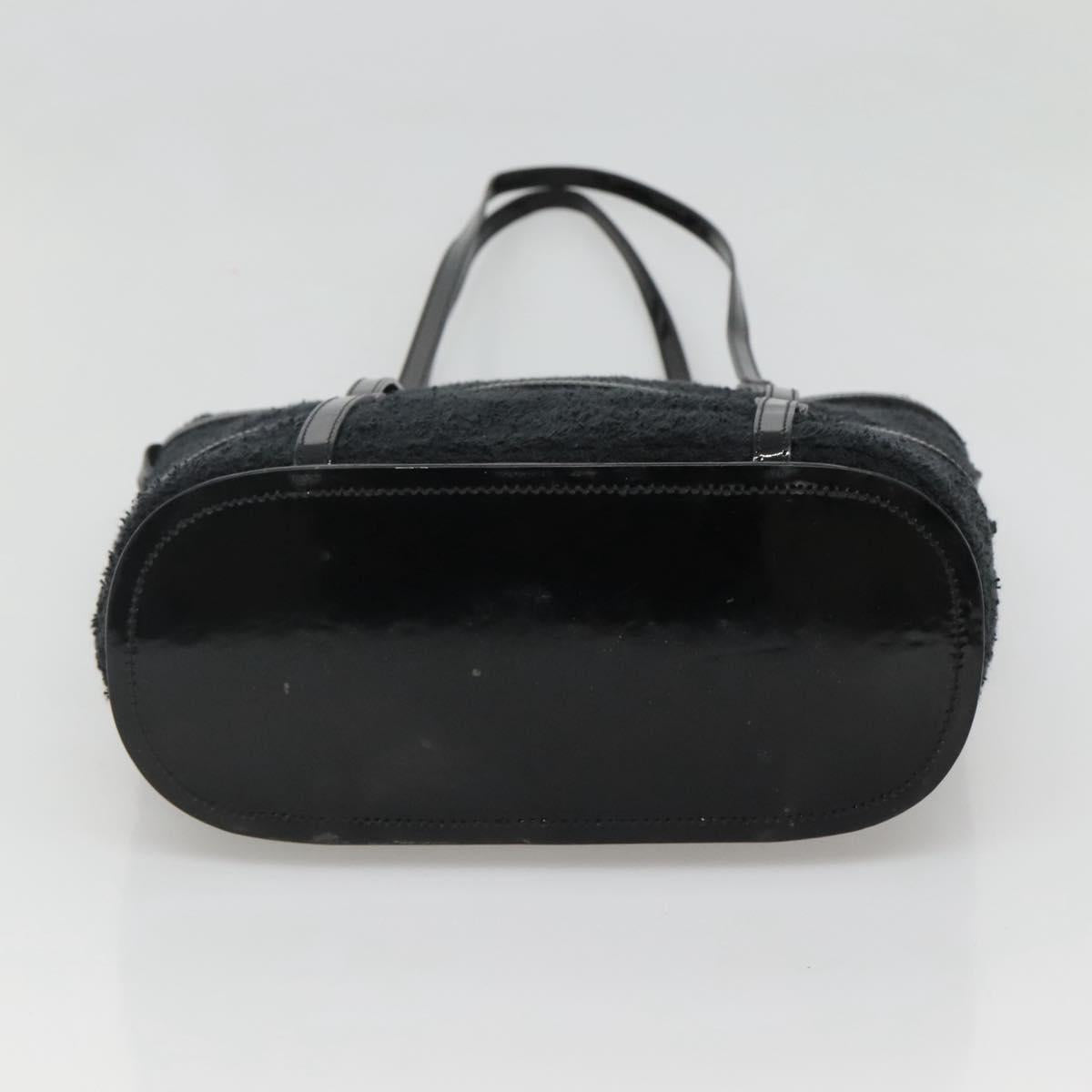 Salvatore Ferragamo Hand Bag Pile Black Gold Auth hk2489
