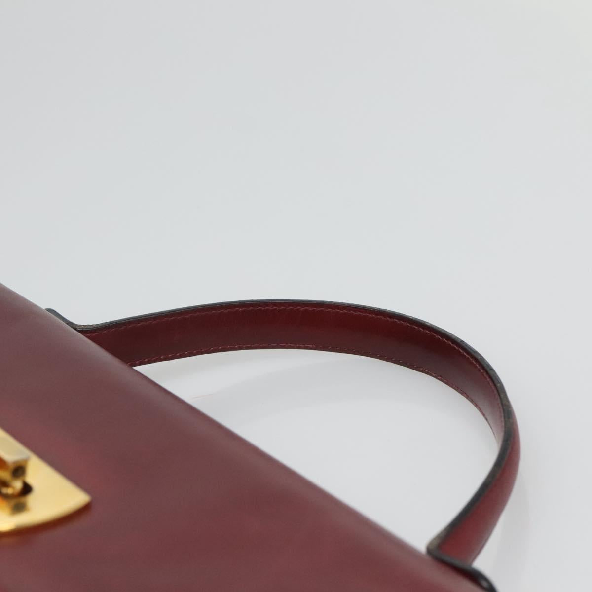 Salvatore Ferragamo Hand Bag Leather 2way Bordeaux Gold Auth hk2490