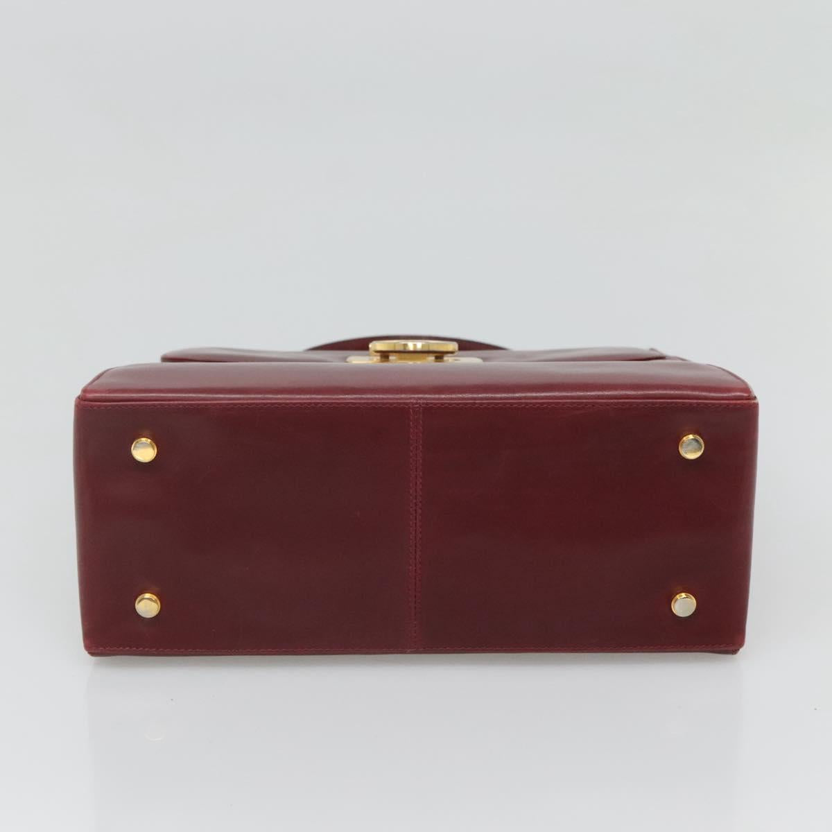 Salvatore Ferragamo Hand Bag Leather 2way Bordeaux Gold Auth hk2490