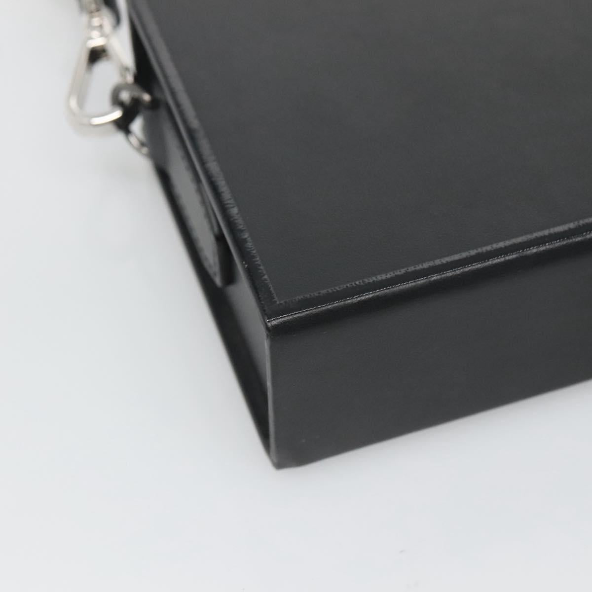 FENDI Box Shoulder Bag Leather Black Silver Auth hk2491