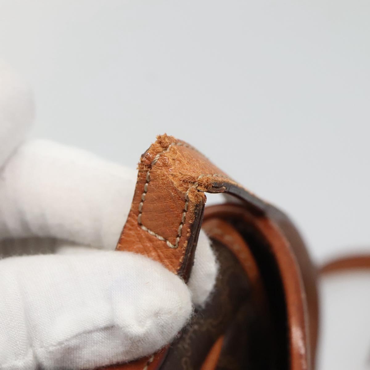 CELINE Macadam Canvas Shoulder Bag PVC Leather Brown Gold Auth hk2506