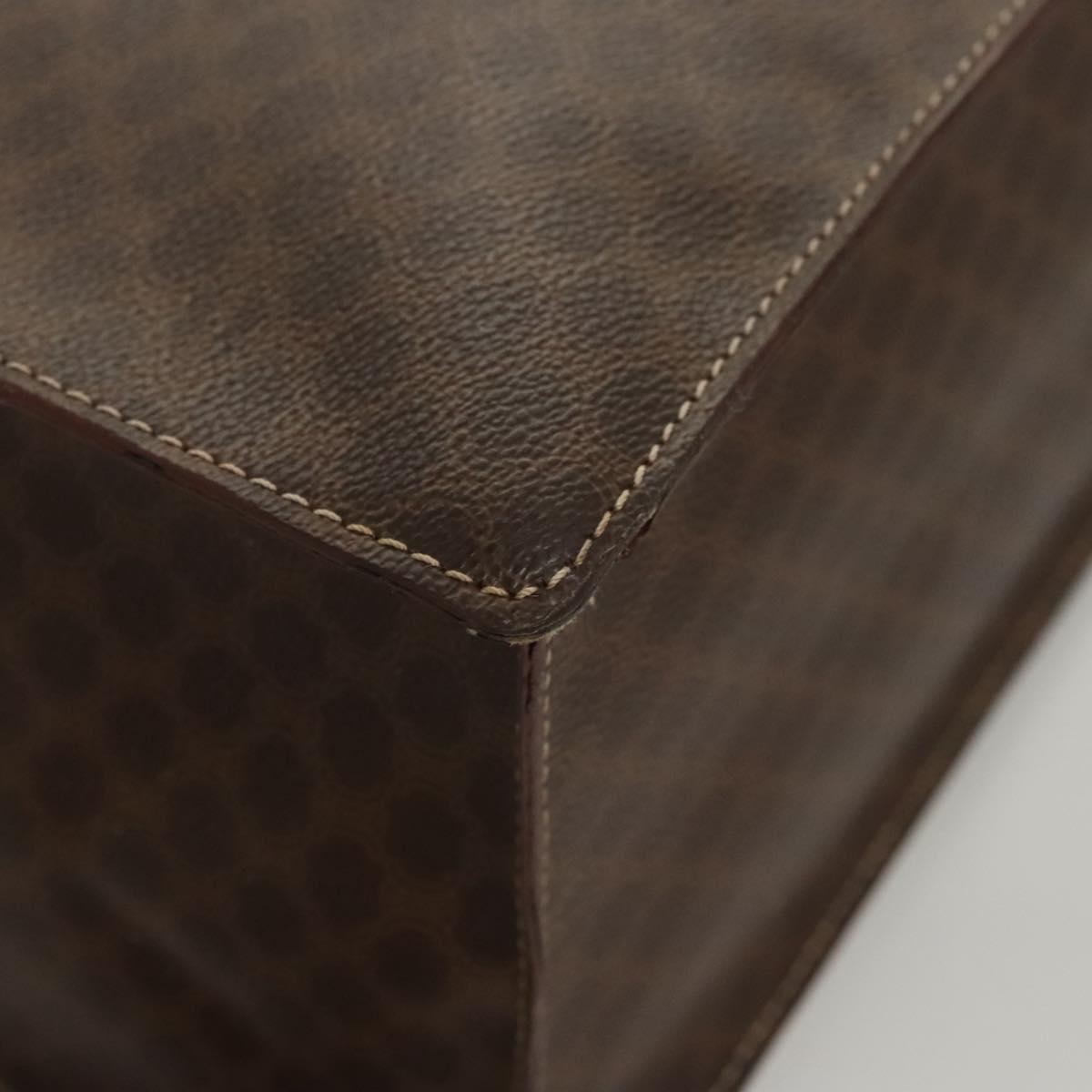 CELINE Macadam Canvas Hand Bag PVC Leather Brown Gold Auth hk2512