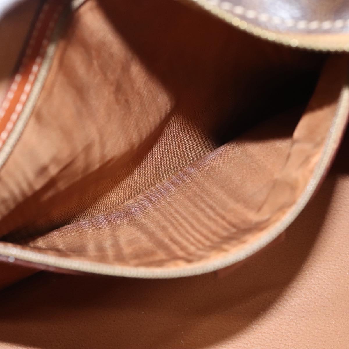 CELINE Macadam Canvas Hand Bag PVC Leather Brown Gold Auth hk2512