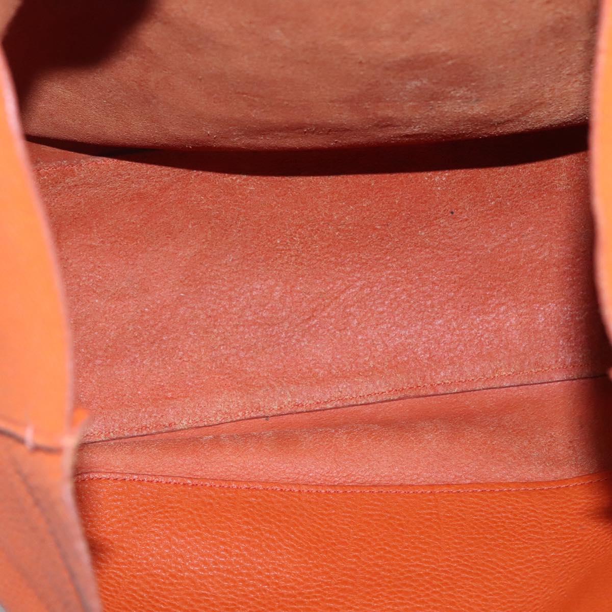 PRADA Tote Bag Leather Orange Gold Auth hk2515