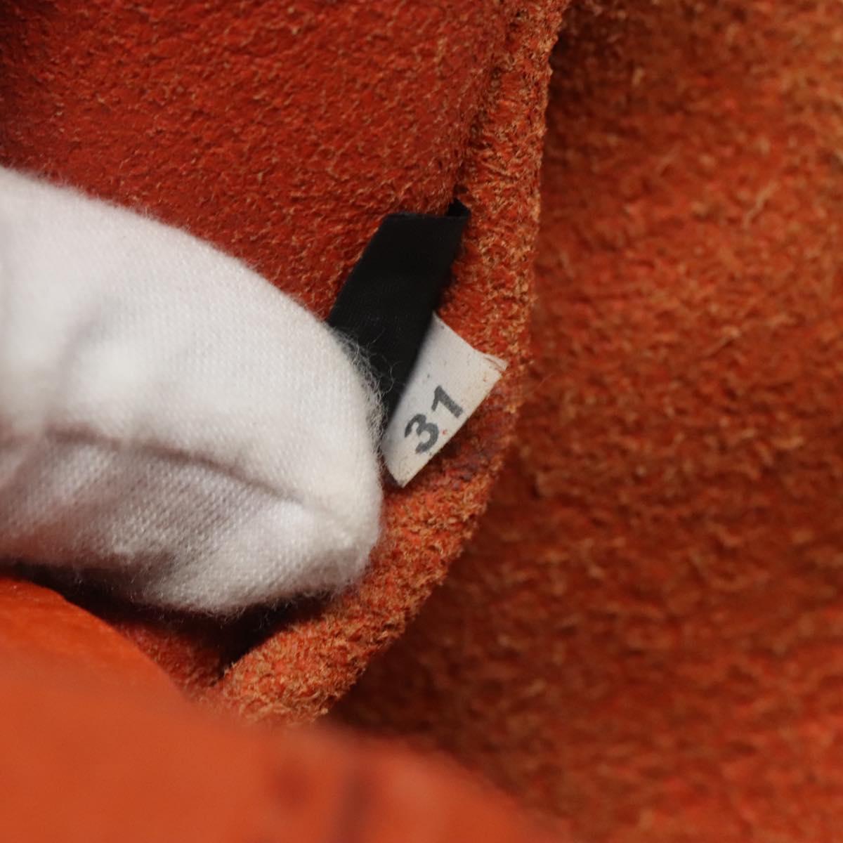 PRADA Tote Bag Leather Orange Gold Auth hk2515