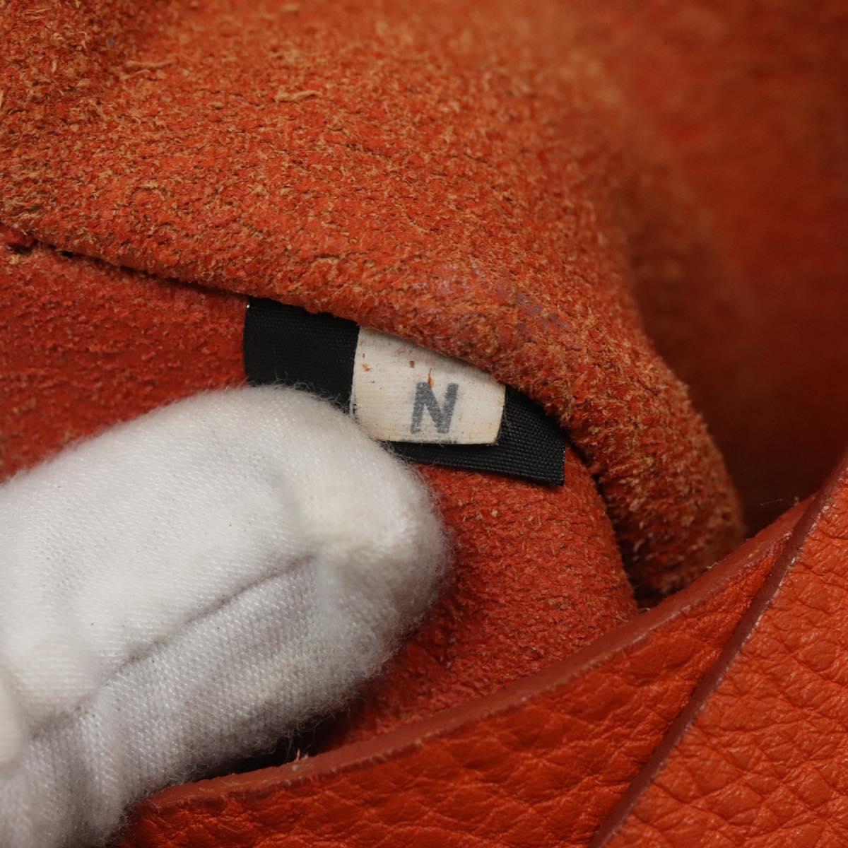 PRADA Tote Bag Leather Orange Gold Auth hk2515