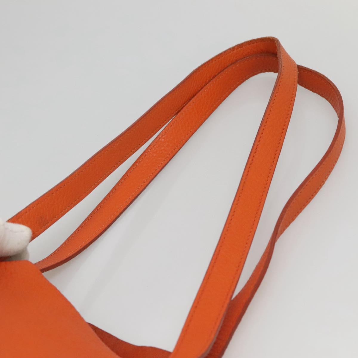 PRADA Tote Bag Leather Orange Gold Auth hk2515