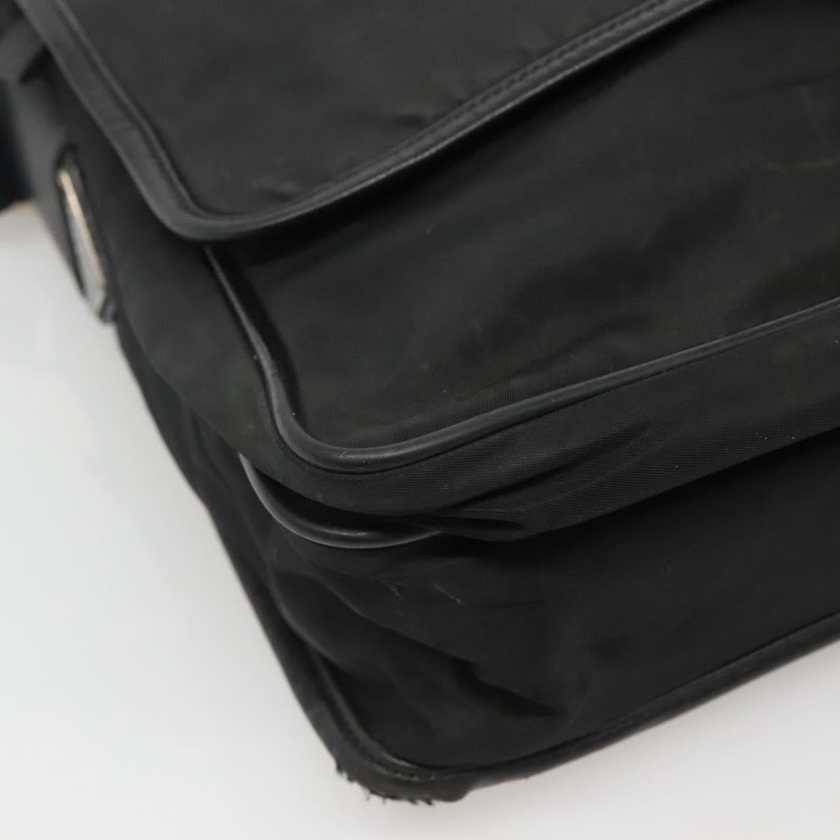 PRADA Shoulder Bag Nylon Black Silver Auth hk2516