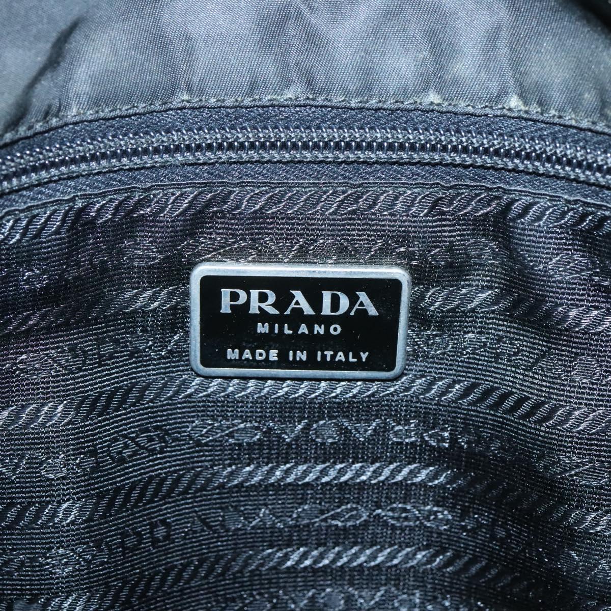 PRADA Shoulder Bag Nylon Black Silver Auth hk2516
