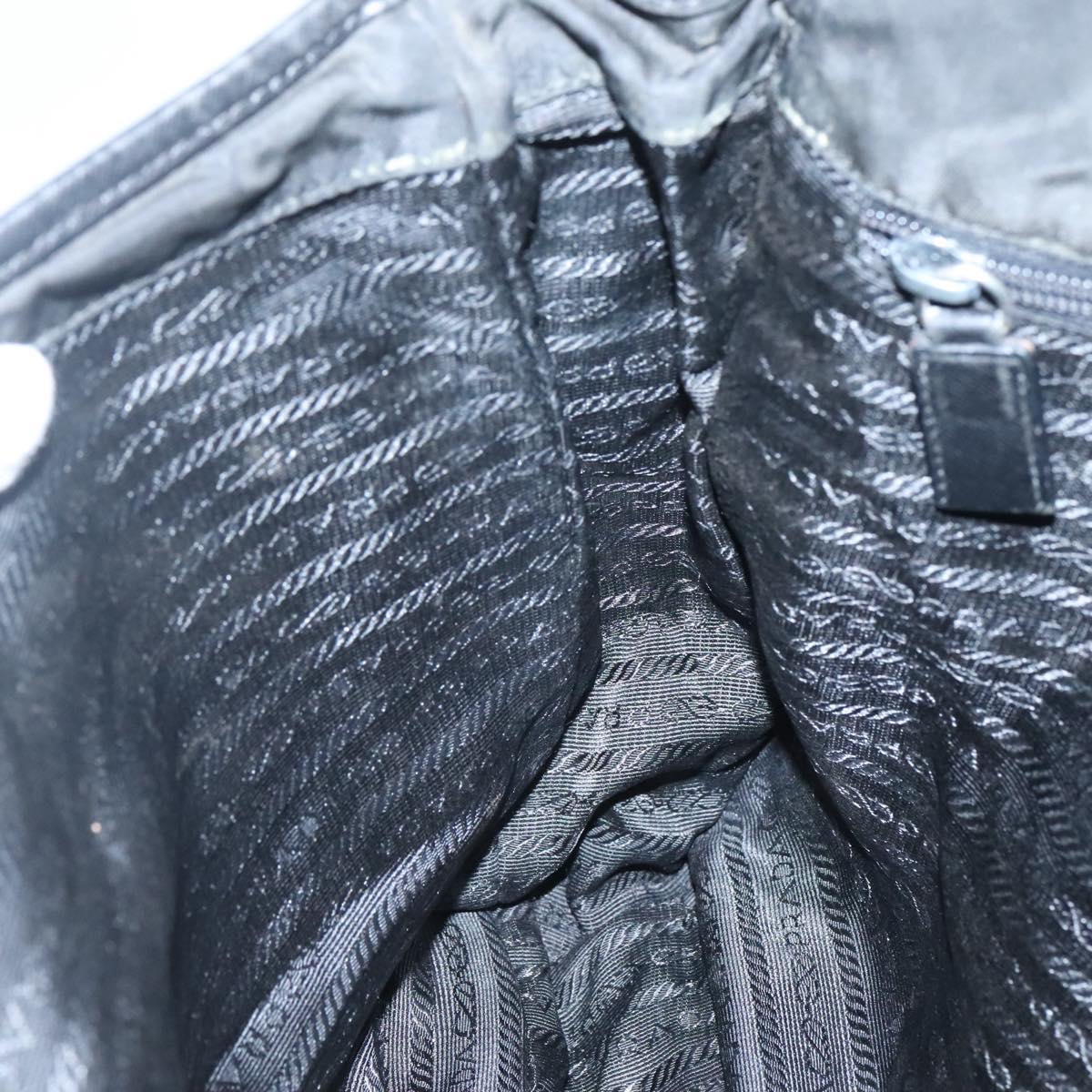 PRADA Shoulder Bag Nylon Black Silver Auth hk2516