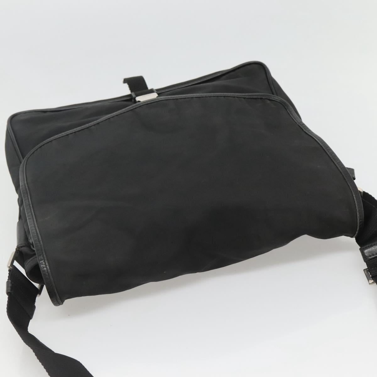 PRADA Shoulder Bag Nylon Black Silver Auth hk2516