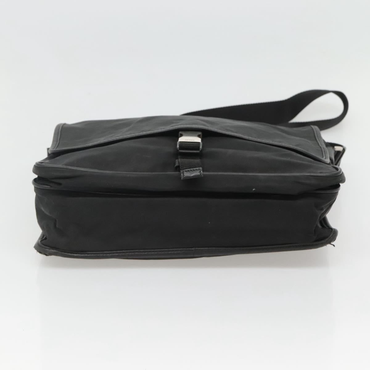 PRADA Shoulder Bag Nylon Black Silver Auth hk2516