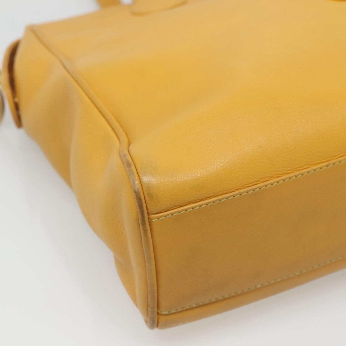 Christian Dior Tote Bag Leather Yellow Gold Auth hk2518