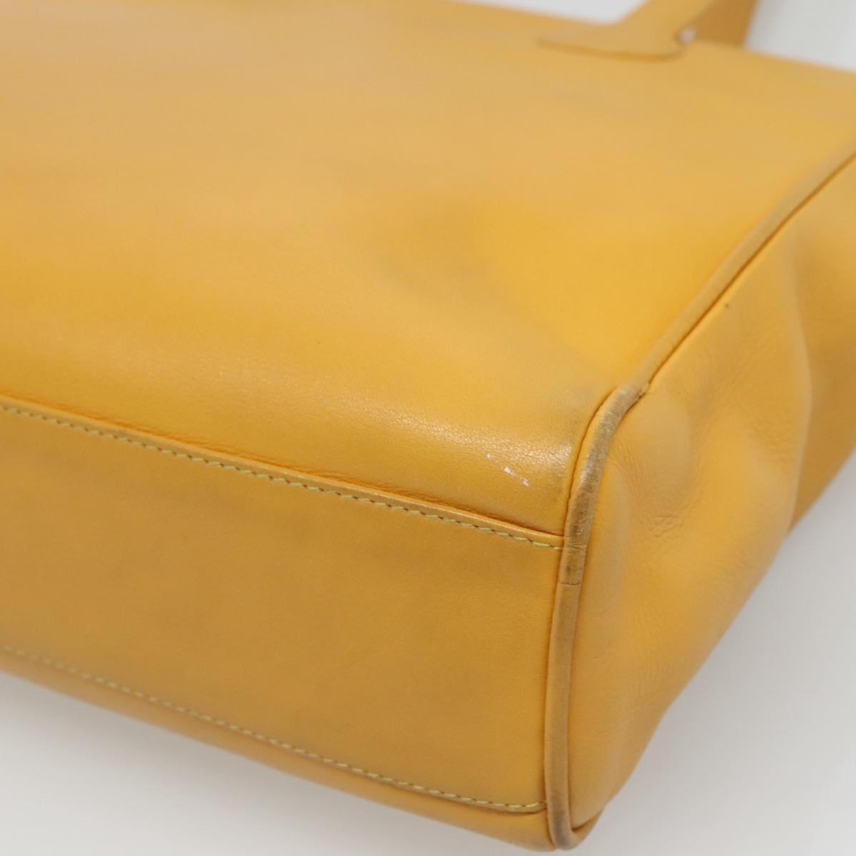 Christian Dior Tote Bag Leather Yellow Gold Auth hk2518